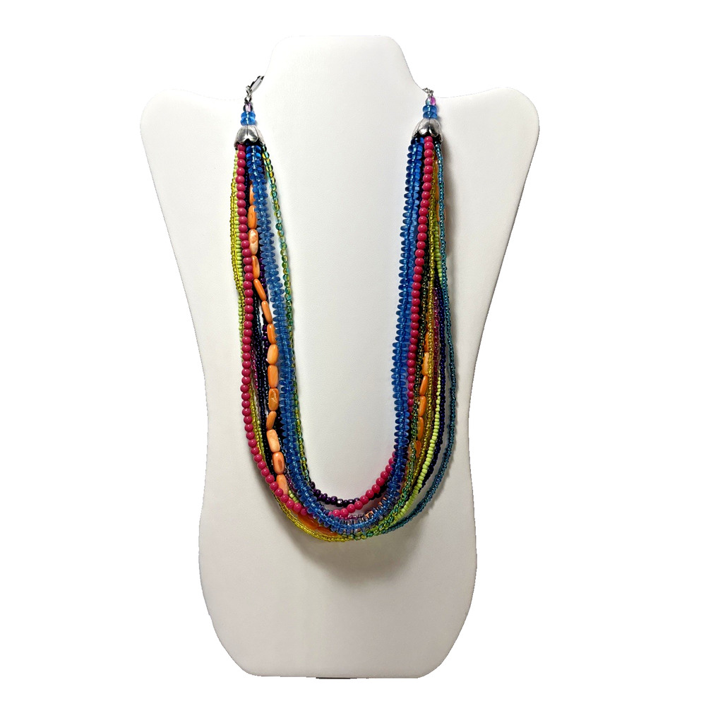 Leoma Lovegrove Multicolor & Multi-strand Beaded Boho Tropical Necklace - 24"